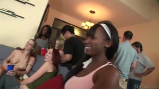 This college house party turns into a wild fuck-fest when these ladies go wild and turn into cock starved nymphos who grab hold of the closest big dick and take it in any hole they can shove  