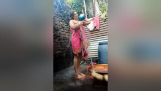 Desi Erotic Sexy Sisters Shower Scene In Open Bathroom. Lust Girl Akhi Bath Scene And Pissing 