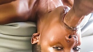 Horny African Close Up Sloppy BIG WHITE DICK Sucking For FAKE JOB 