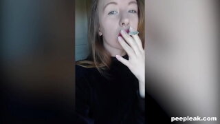 Amateur Hottie Loves Smoking and Masturbating 
